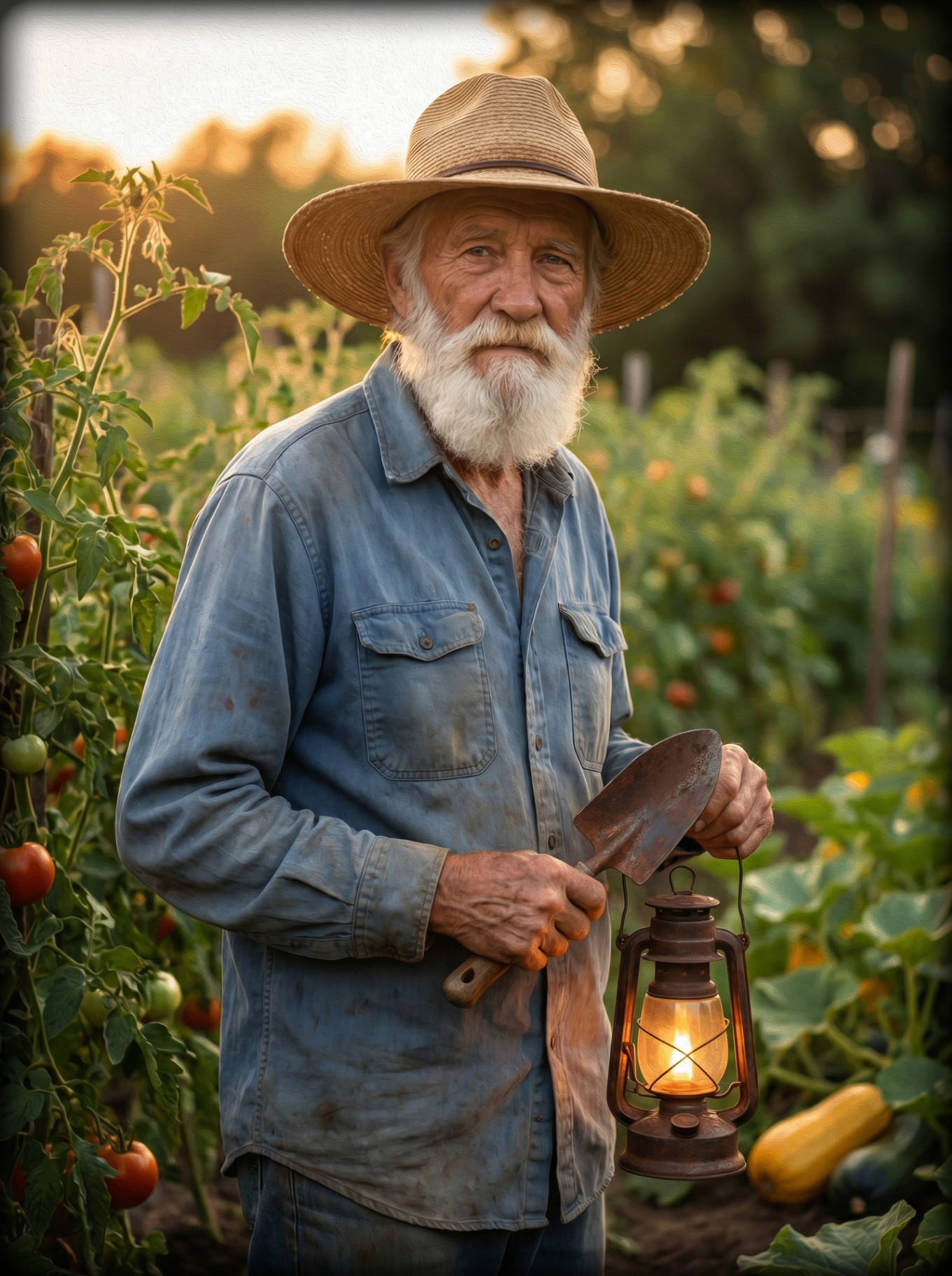Portrait de Marcel Thiébaut, coiffé d'un chapeau de paille